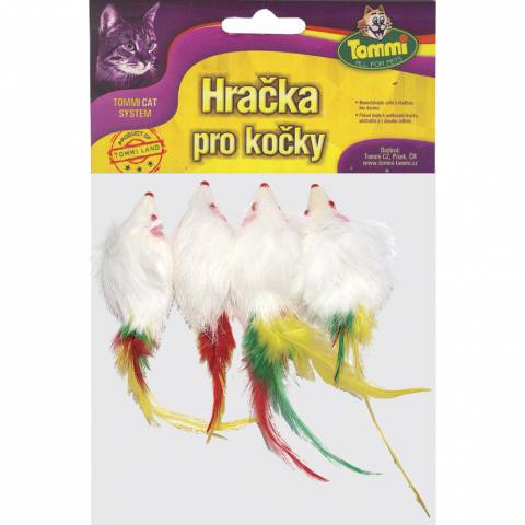 Myš malá s peříčkem 5 cm - 4 ks/bal.